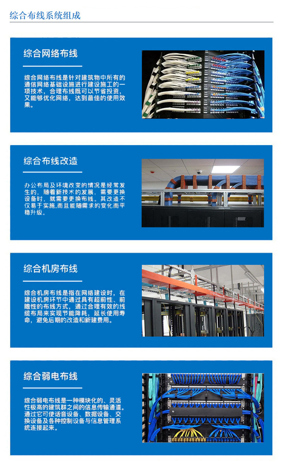 3科技園,工業(yè)園,商業(yè)園,產(chǎn)業(yè)園,農(nóng)業(yè)園,物流園等園區(qū)綜合布線，囊括園區(qū)網(wǎng)絡(luò)布線，綜合布線改造，機(jī)房布線,弱電布線等，布線是整個(gè)系統(tǒng)的基礎(chǔ)和關(guān)鍵環(huán)節(jié)，其質(zhì)量直接影響系統(tǒng)的穩(wěn)定性、可靠性和可擴(kuò)展性。